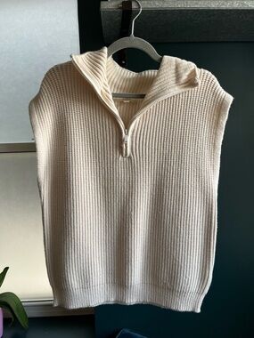 Elan Soft Cream Ribbed Half-Zip Vest